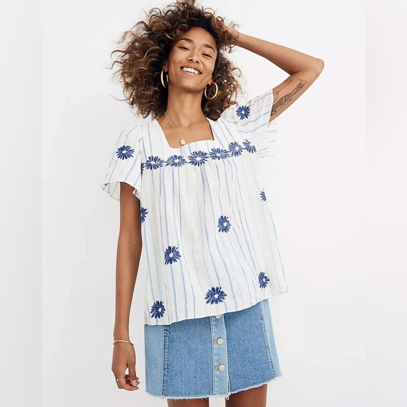 Madewell Blue/White Stripped Blouse Size XXS - Picture 1 of 6